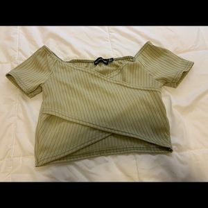 Ribbed Wrap Crop Top